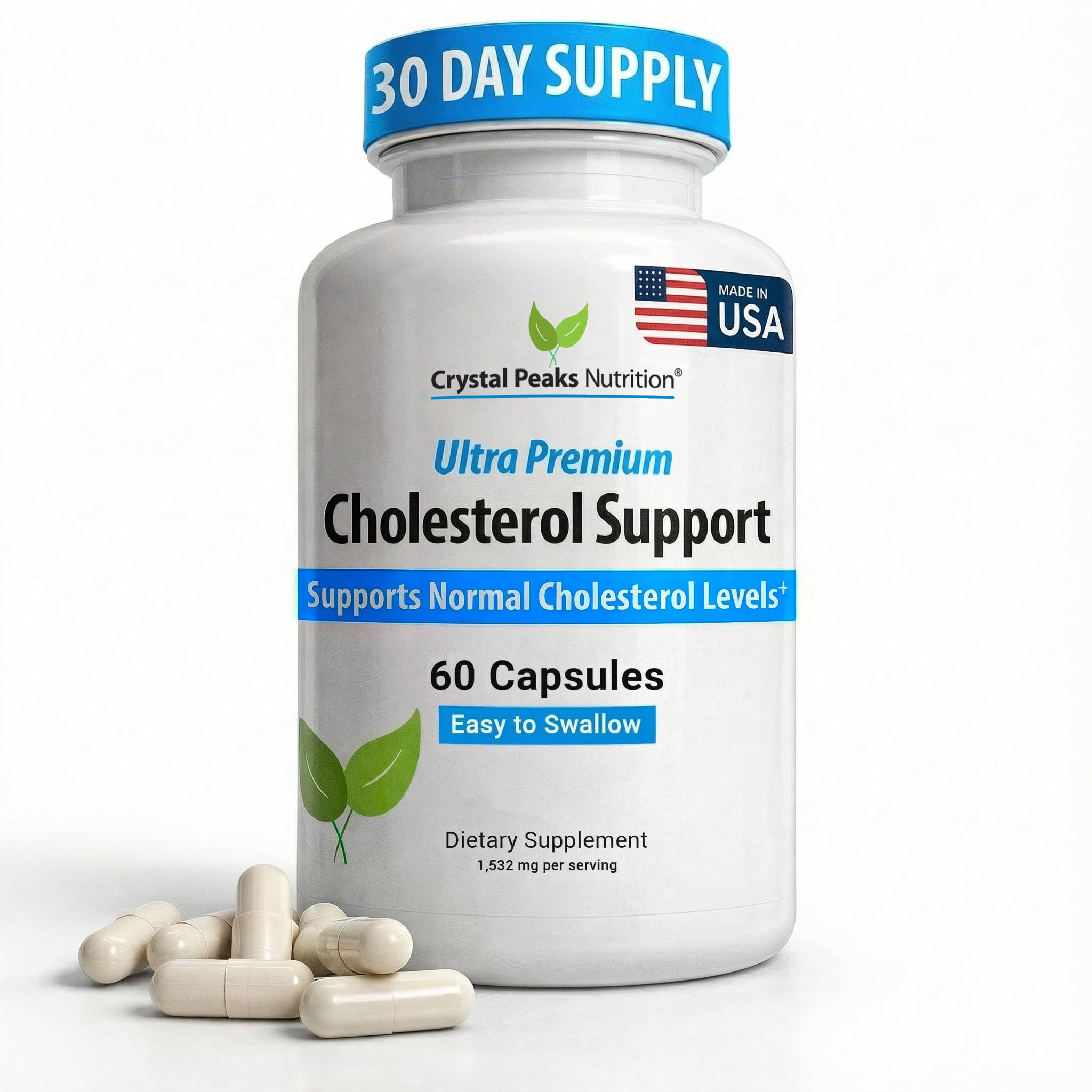 CRYSTAL PEAKS NUTRITION Cholesterol Support Capsules front view