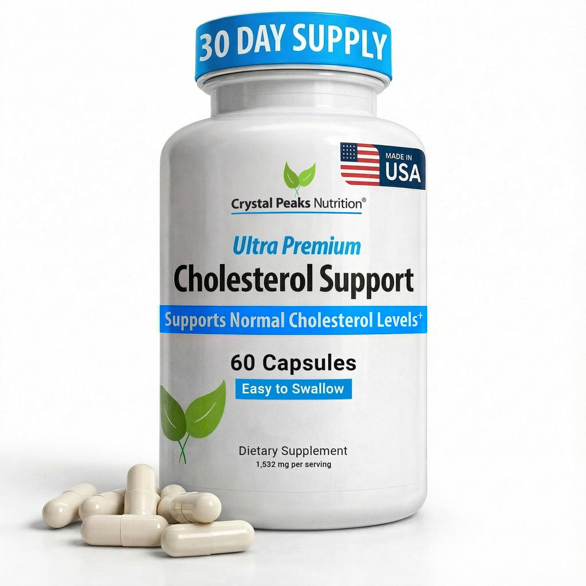 CRYSTAL PEAKS NUTRITION Cholesterol Support Capsules front view
