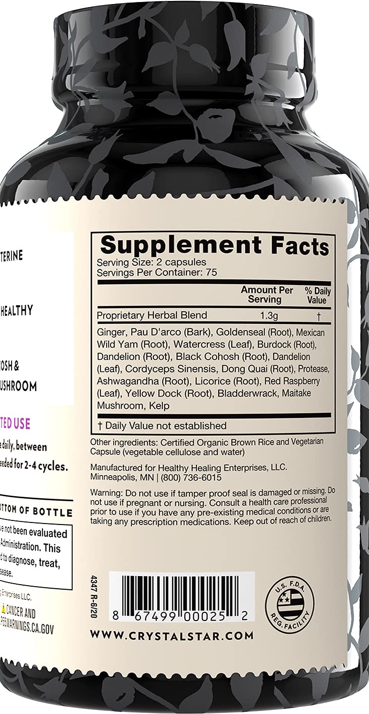 Crystal Star Fibro Defense 150 Capsules back view