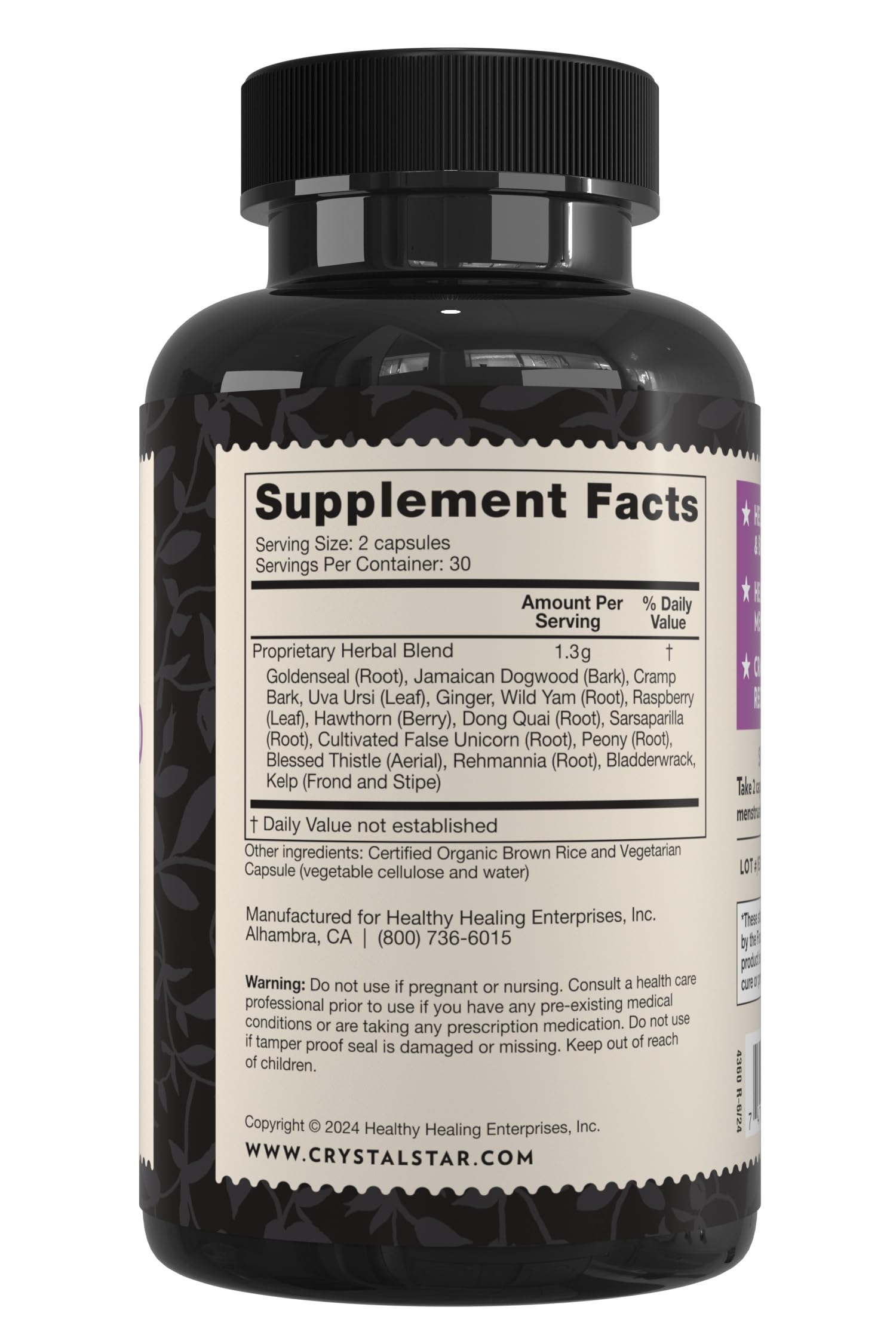 Crystal Star Women’s Best Friend supplement side view showing capsule
