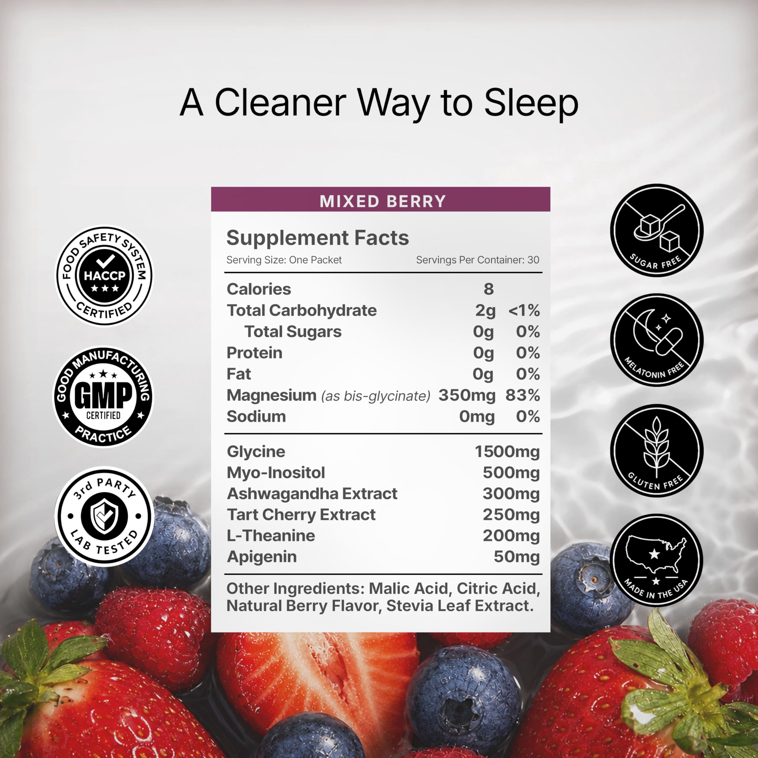CS2 Sleep Drink Mix ingredients on a table