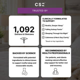 CS2 Sleep Drink Mix stick pack in a glass of water