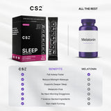 CS2 Sleep Drink Mix stick packs displayed on a wooden table