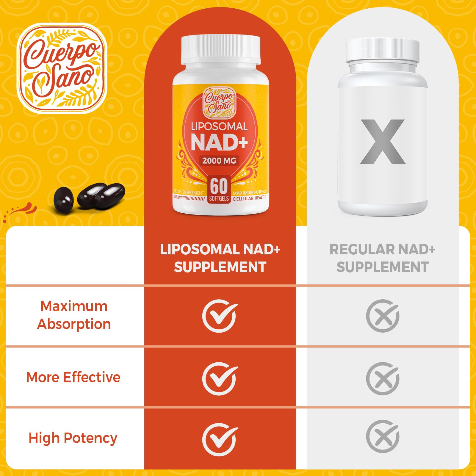 Cuerpo Sano NAD+ Supplement 2000mg capsule lifestyle scene