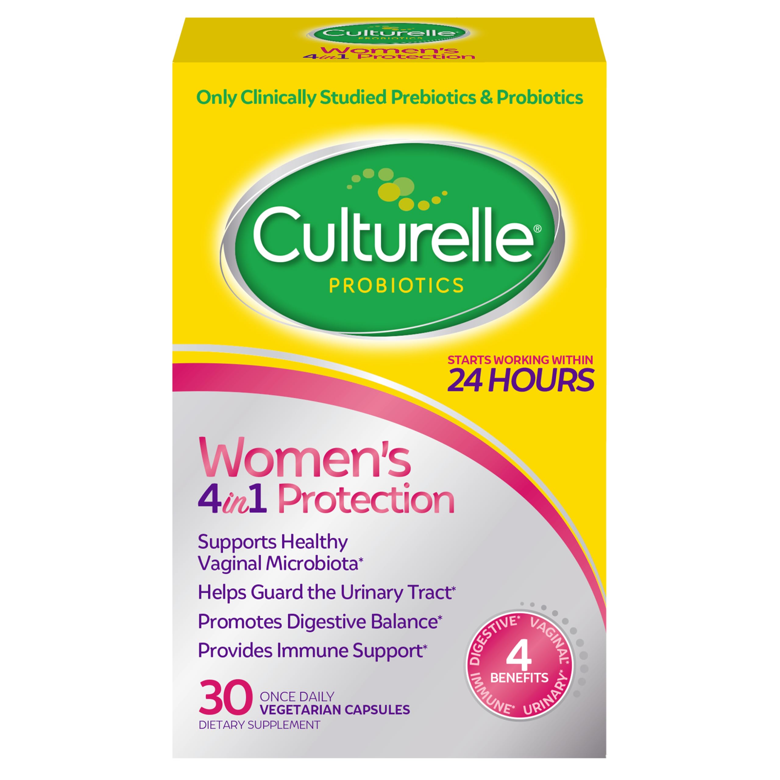 Culturelle 4-in-1 Probiotics for Women 30 Capsules front view