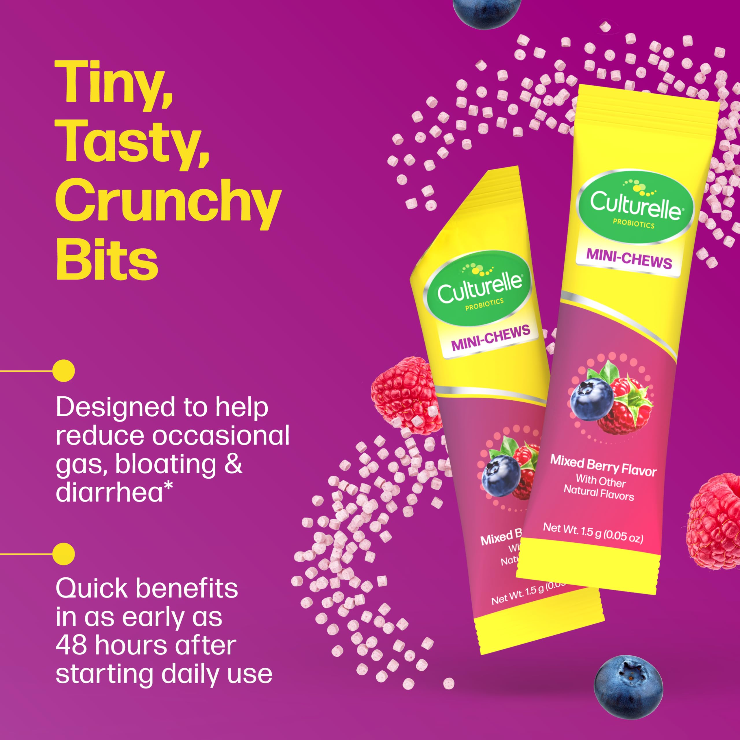 Culturelle Complete 3-in-1 Biotics Mini-Chews mixed berry flavour chews