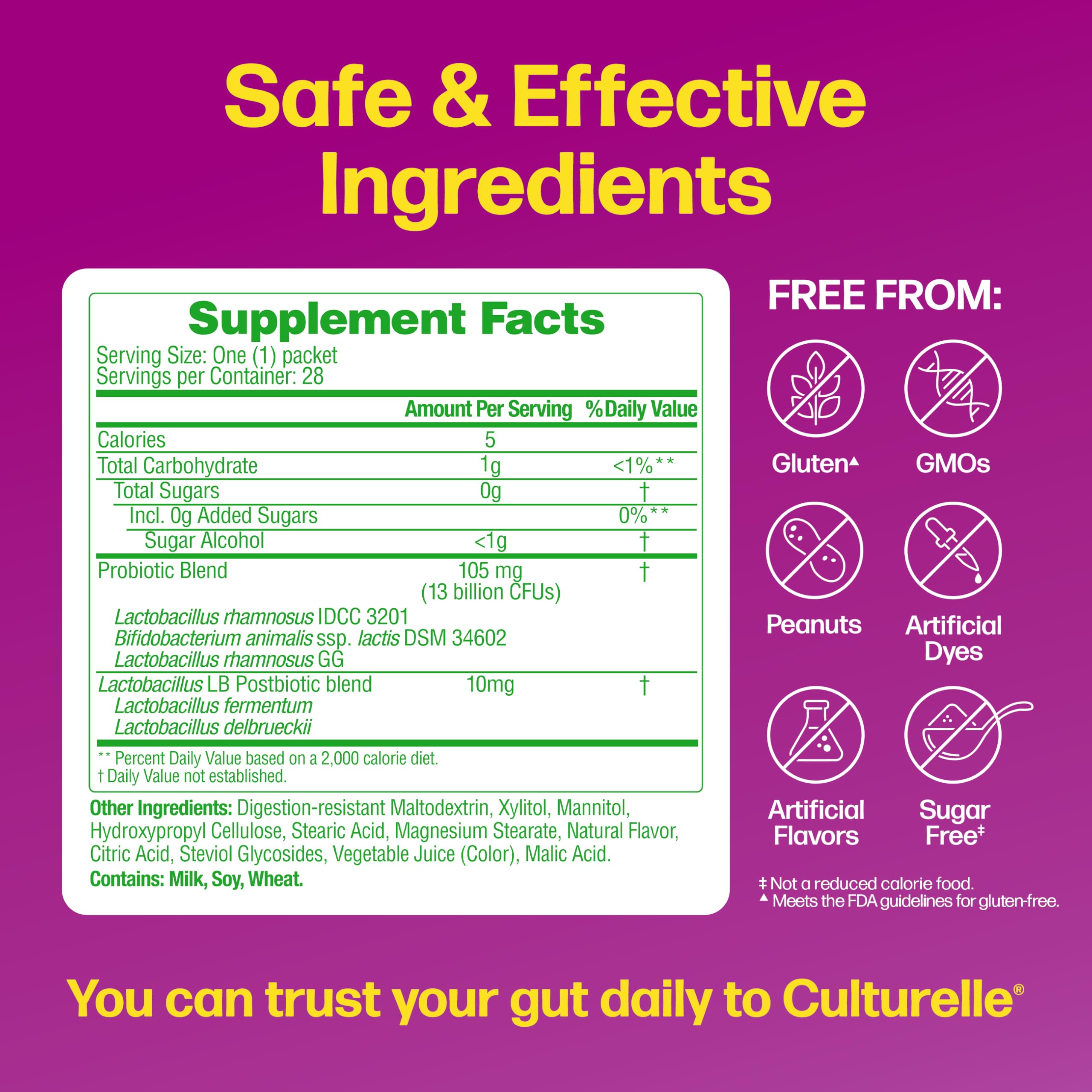 Culturelle Complete 3-in-1 Biotics Mini-Chews nutritional information