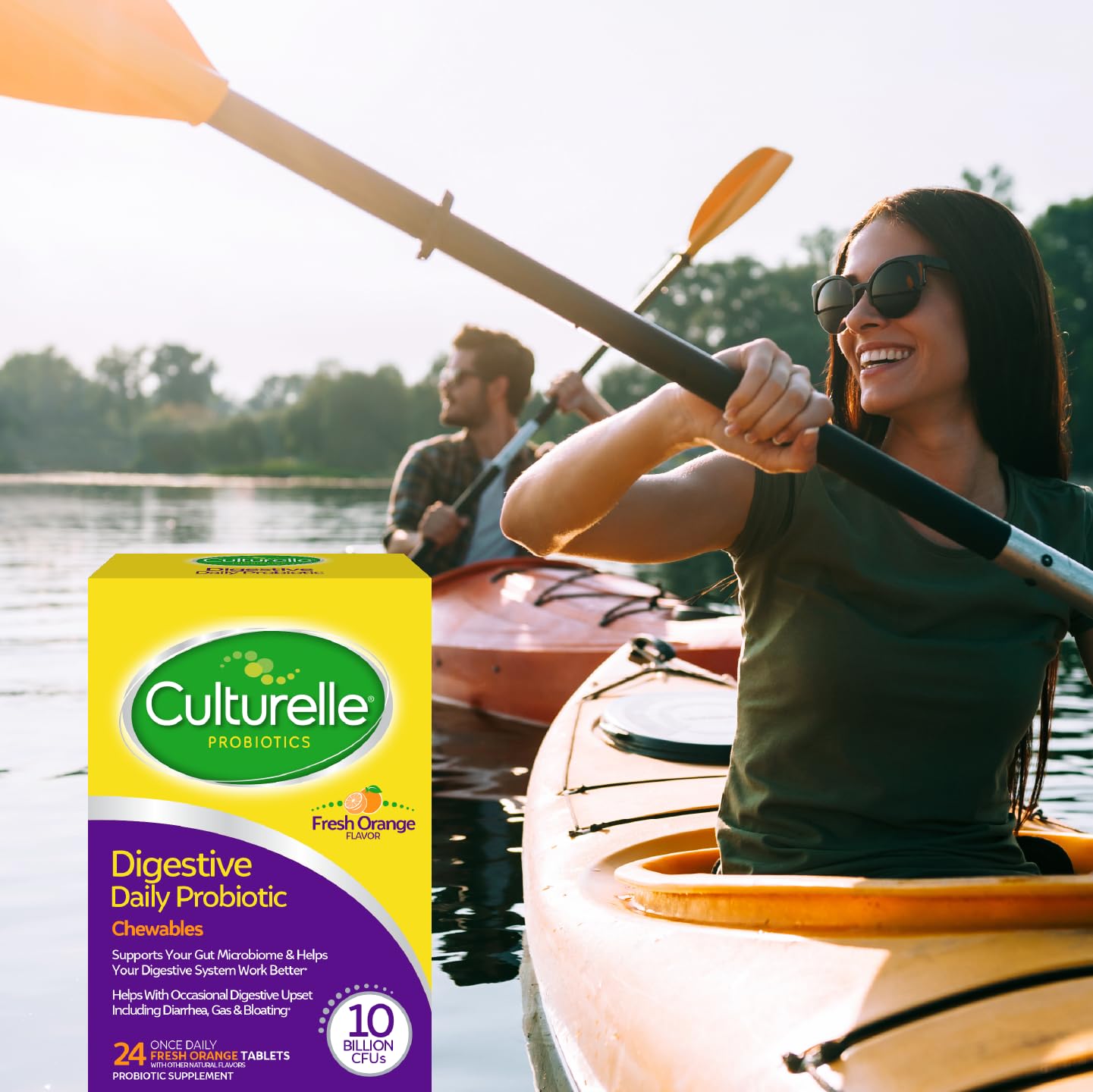 Culturelle daily Daily Probiotic Chewables with fresh oranges