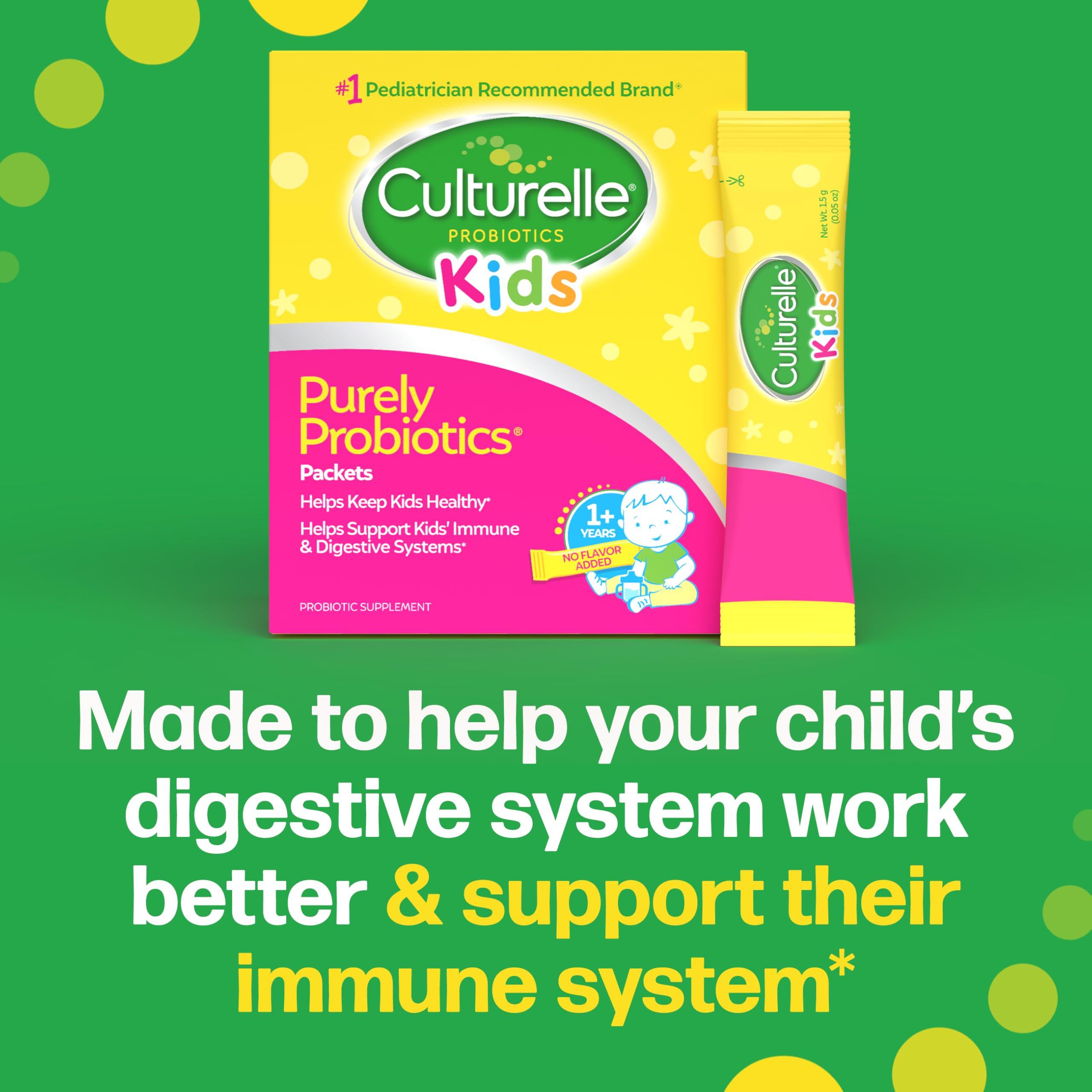 Culturelle Kids Daily Probiotic Packets with a spoon for serving