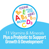 Culturelle Kids Probiotic + Complete Multivitamin Chewables with a glass of water