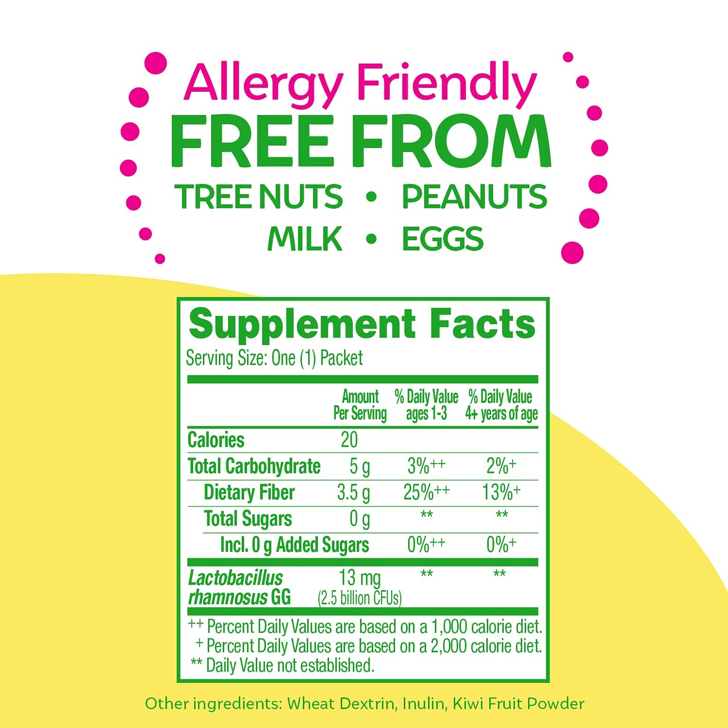 Culturelle Kids Probiotic Plus Fiber packet in a bowl of yogurt