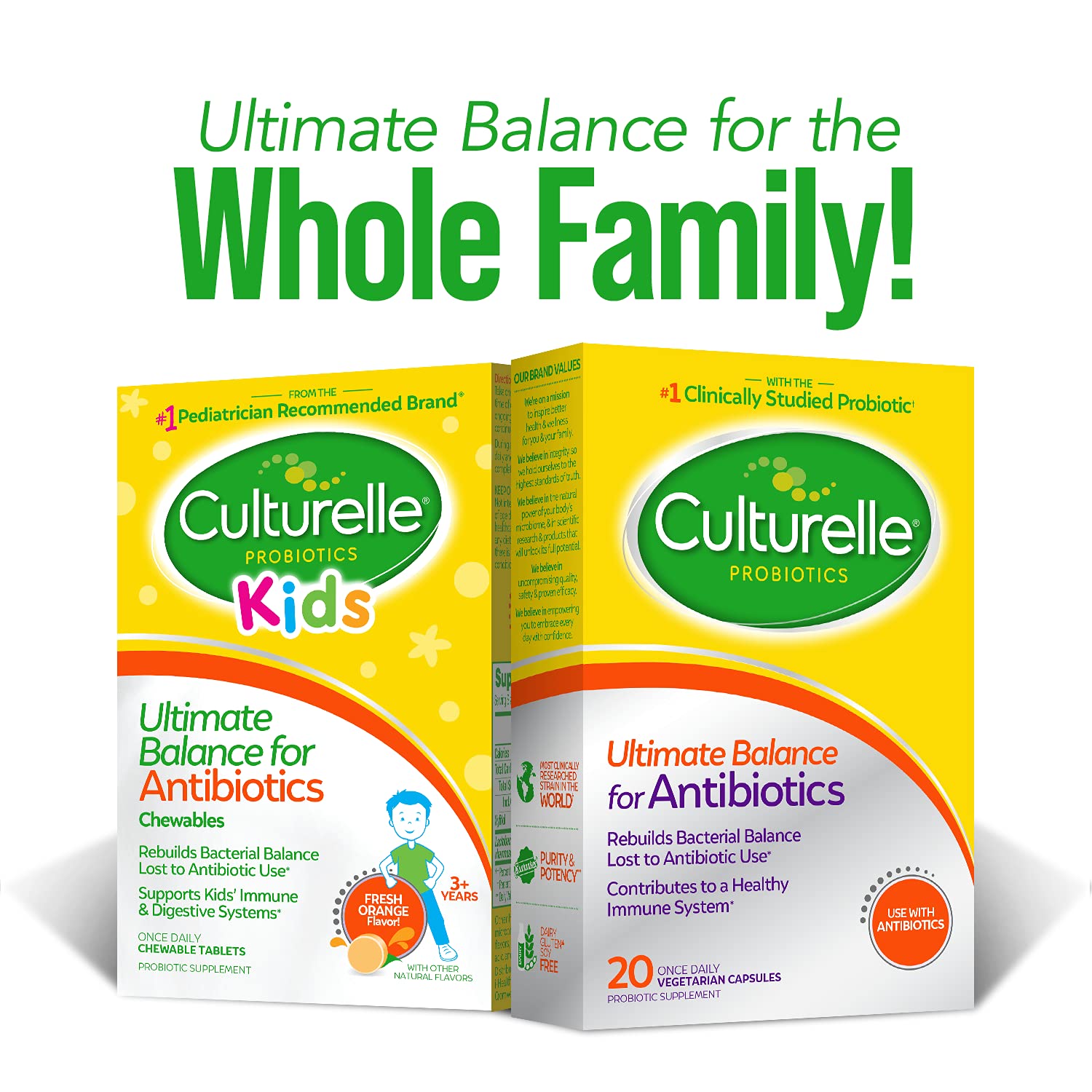 Culturelle Kids Ultimate Balance Probiotic Chewables on a kitchen counter