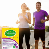 Culturelle Pro-Well 3-in-1 Complete Probiotic Capsules with a glass of water