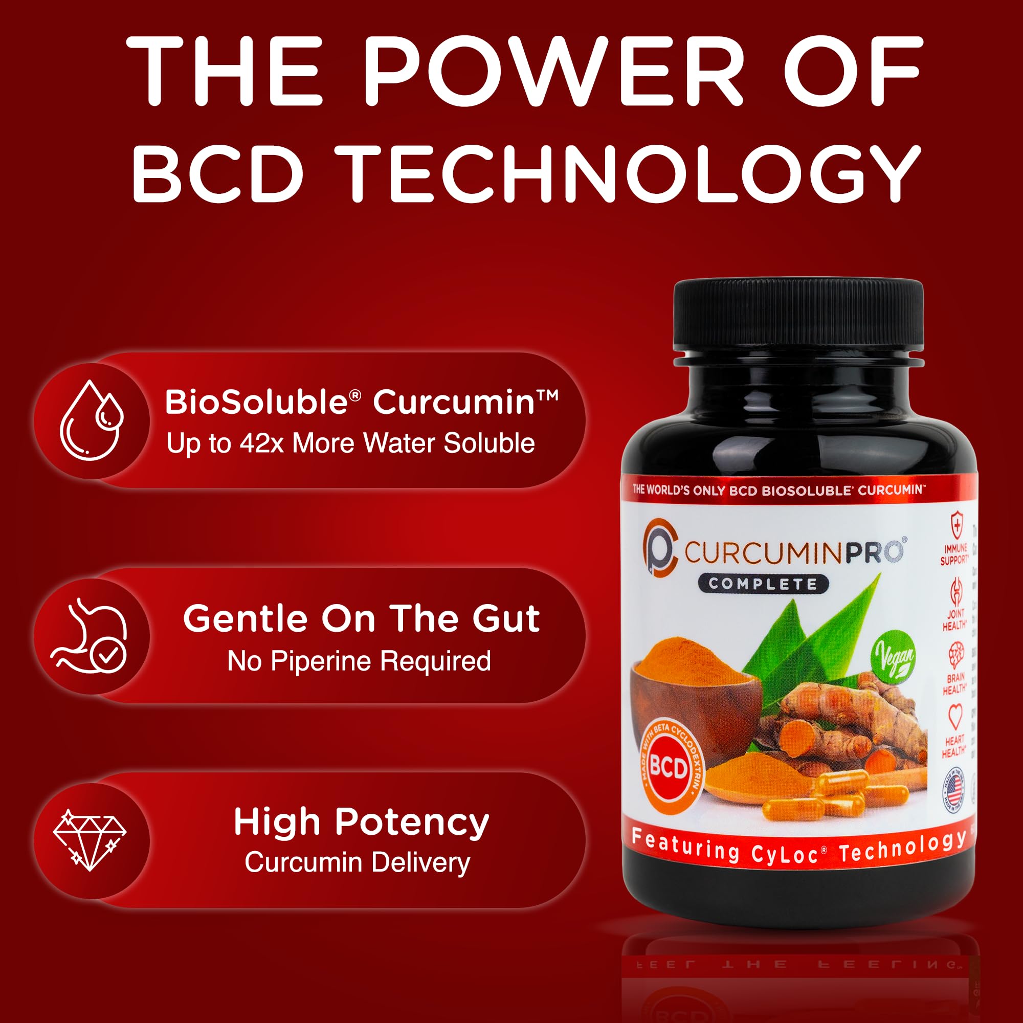 curcuminpro Curcumin Supplement 1200mg capsules back view