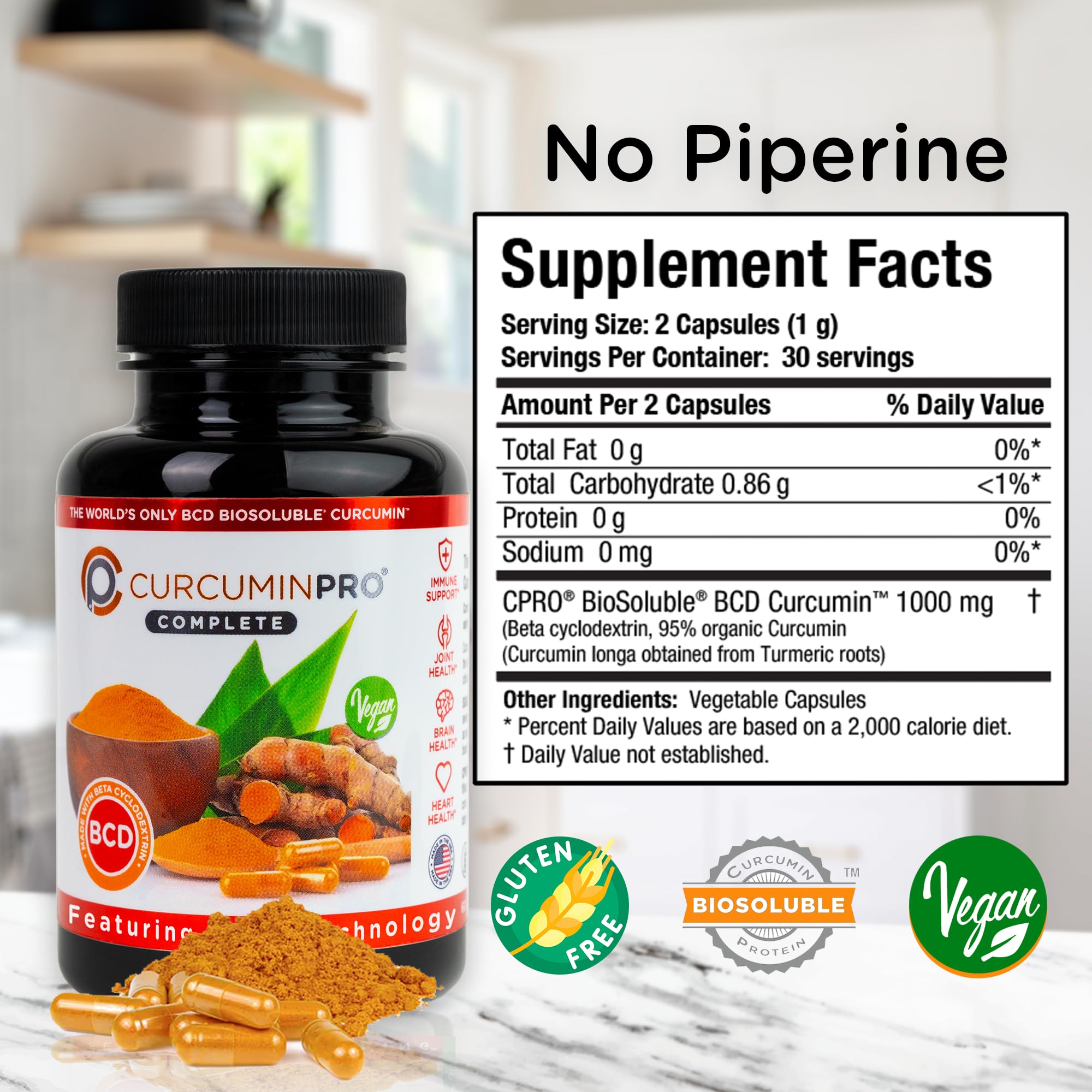 curcuminpro Curcumin Supplement 1200mg capsules with a measuring spoon