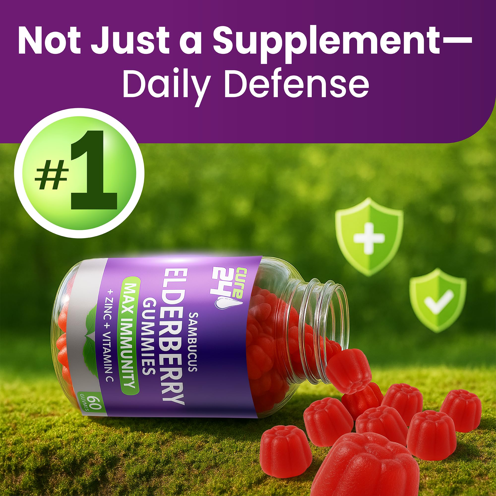 Cure24 Elderberry Gummies lifestyle scene with family