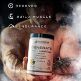 Cutler Nutrition EAA and BCAA amino acids powder packaging on a gym bench