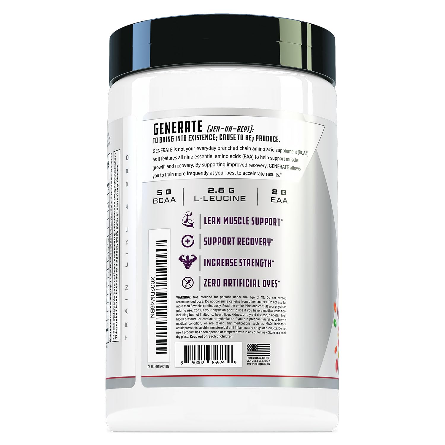 Cutler Nutrition EAA & BCAA Amino Acids Supplement side view