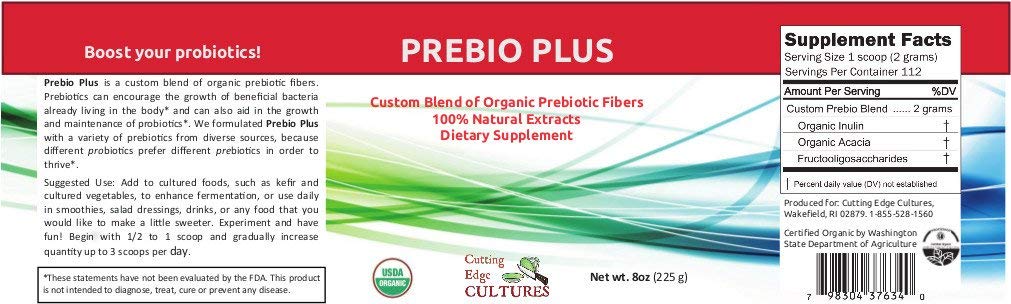 Cutting Edge Cultures Prebio Plus Organic Prebiotic Fiber 225g in kitchen setting