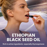cxuhui Black Seed Oil Capsules lifestyle scene with water