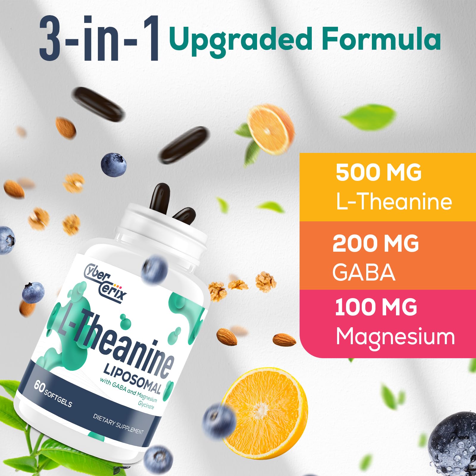 CyberCerix L-Theanine supplement packaging side view