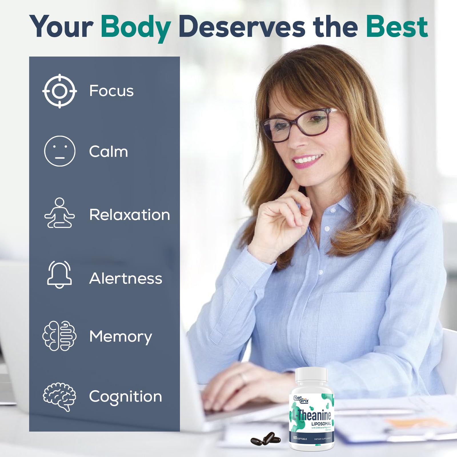 CyberCerix L-Theanine supplement with GABA and Magnesium Glycinate