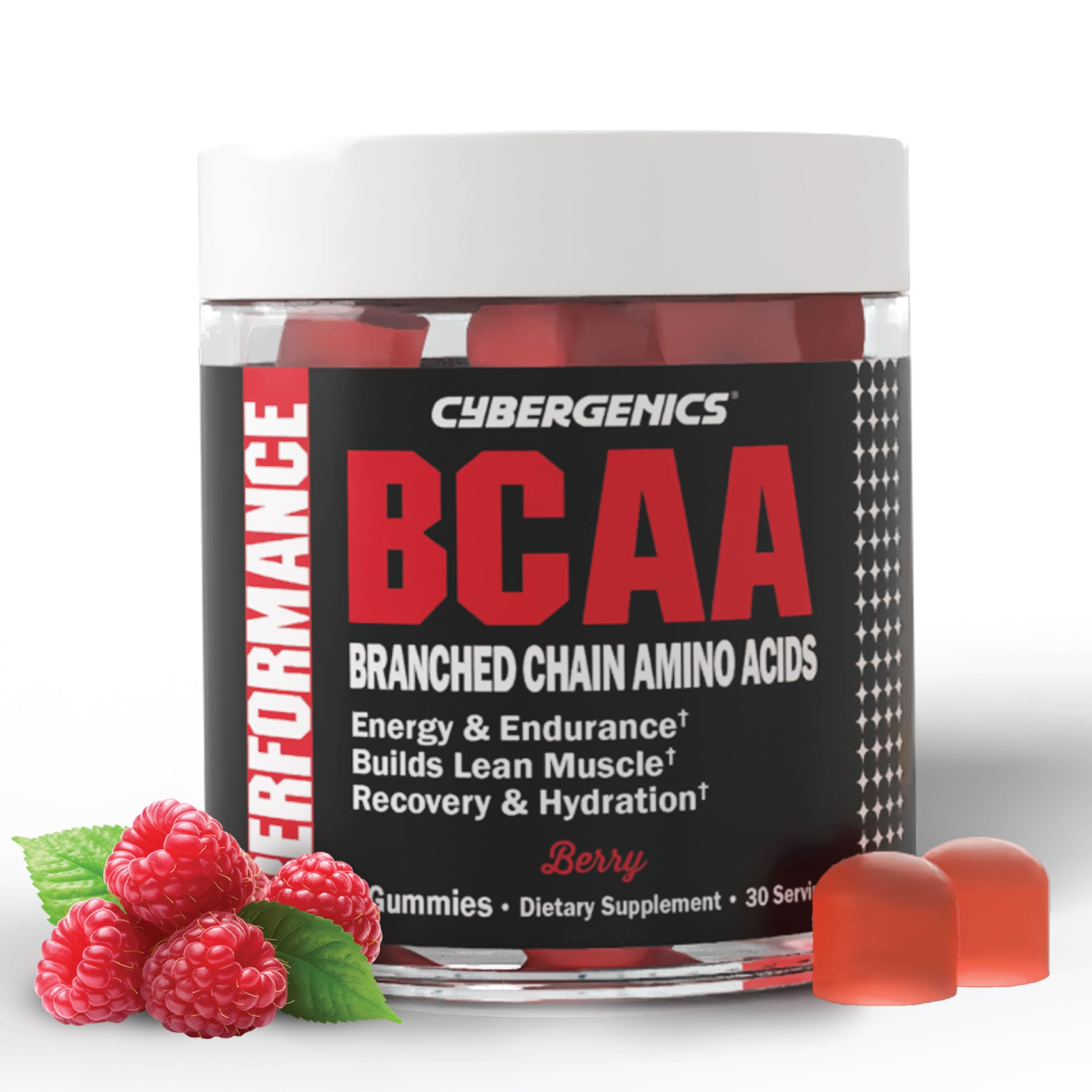 Cybergenics BCAA Gummies Berry Flavour front view packaging