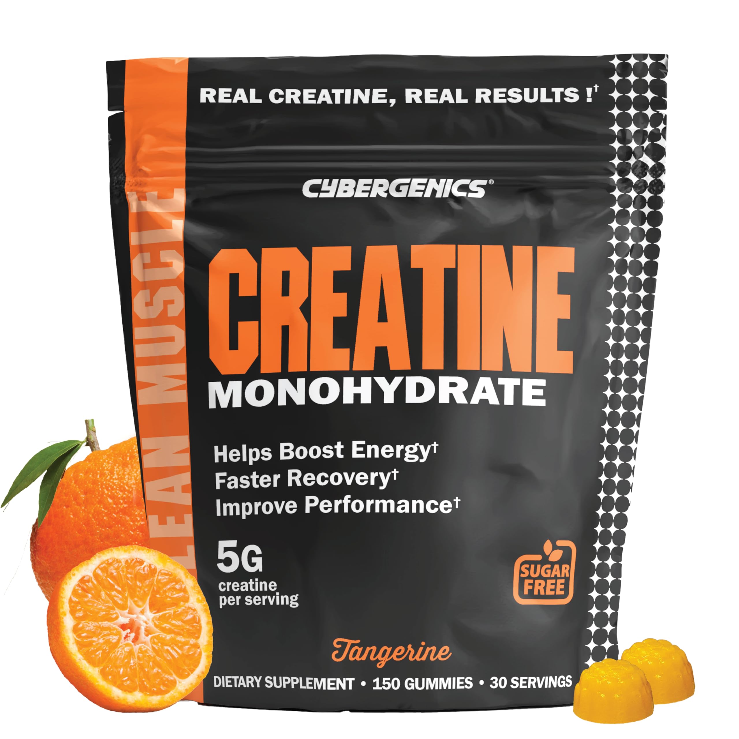 Cybergenics Creatine Gummies front view with tangerine flavour