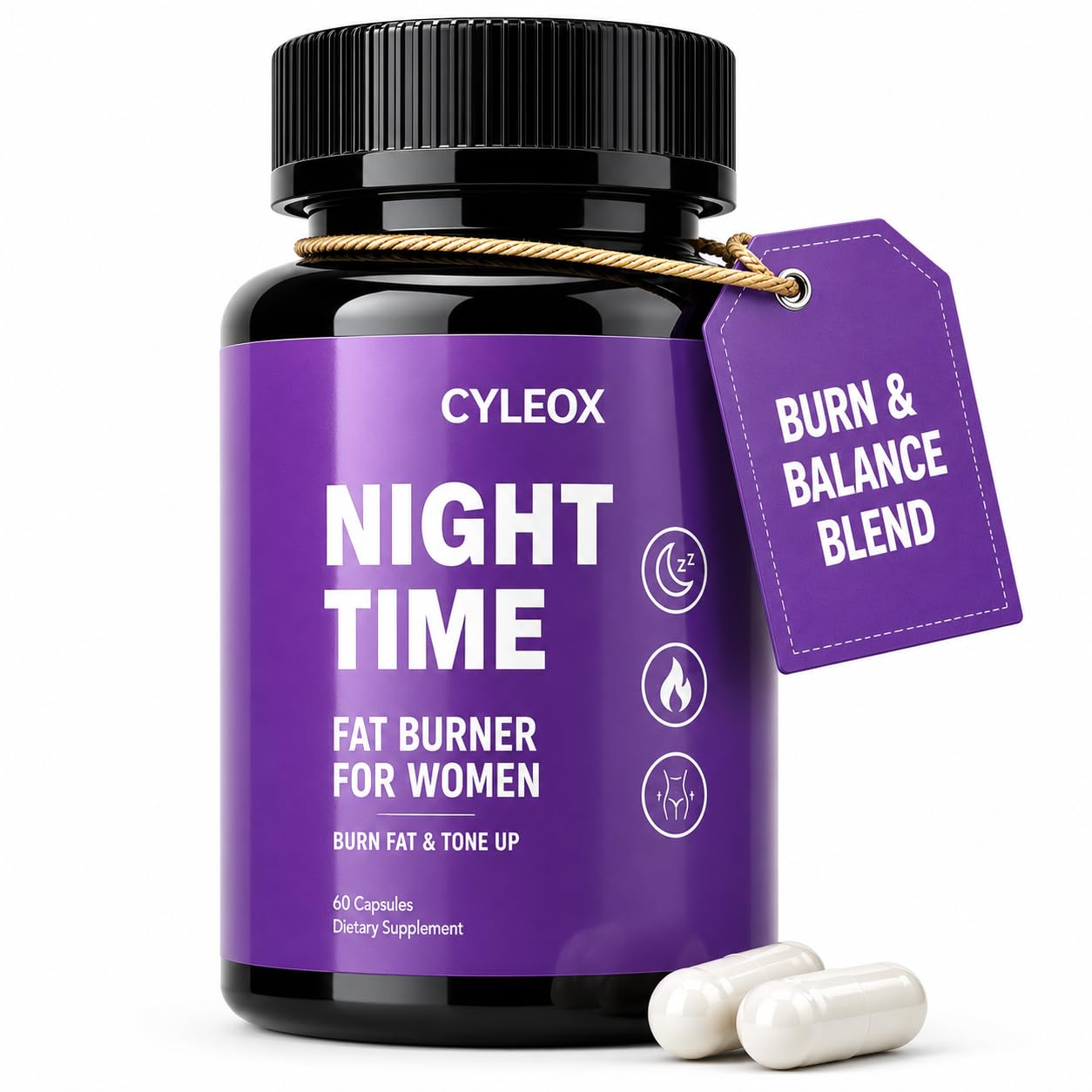 Cyleox Night Time Fat Burner for Women 60 capsules front view