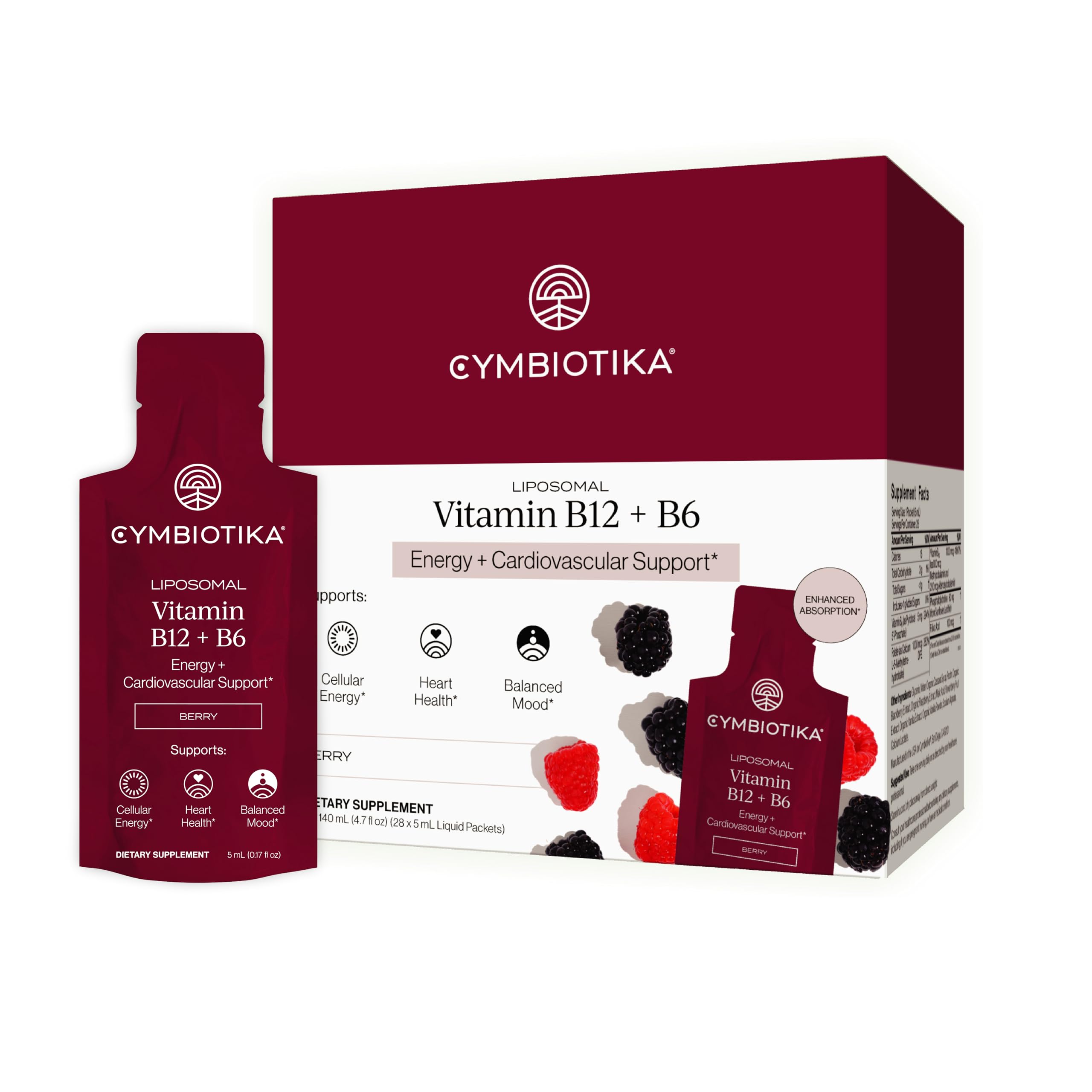 CYMBIOTIKA Liposomal B12 + B6 liquid supplement packet front view