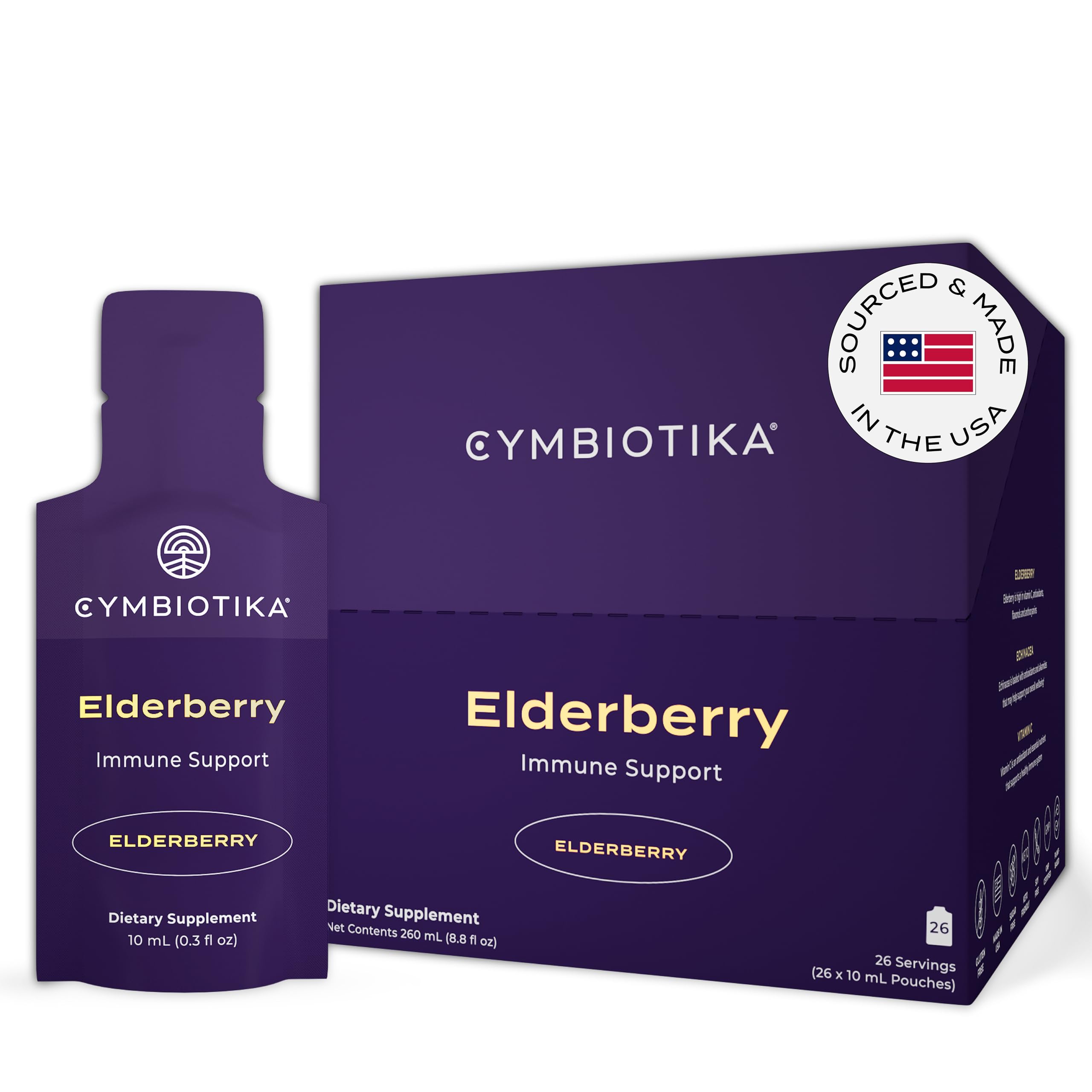CYMBIOTIKA Liposomal Elderberry Liquid Supplement pouch front view