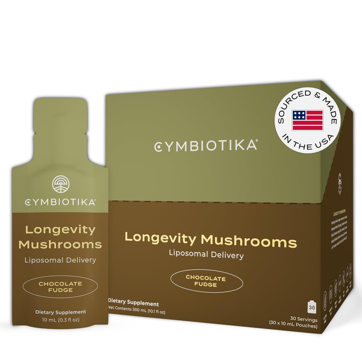 CYMBIOTIKA Longevity Mushrooms Supplement pouch front view