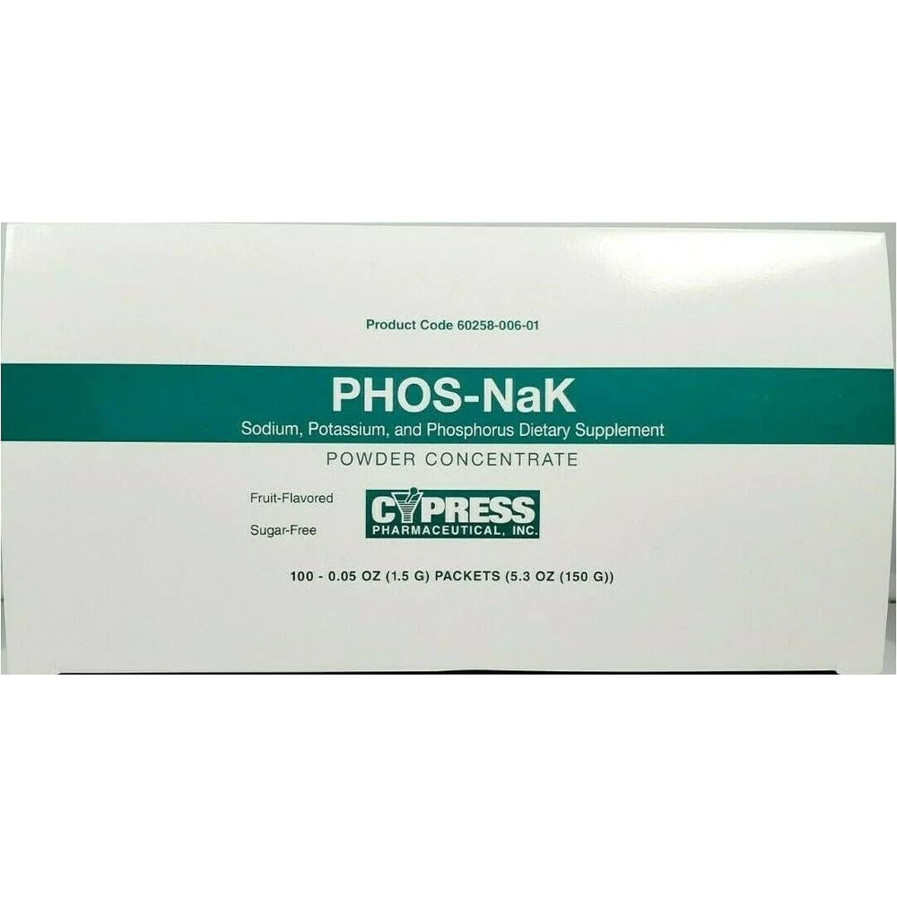 Cypress Pharmaceutical Phos-NaK powder packet front view with fruit flavour