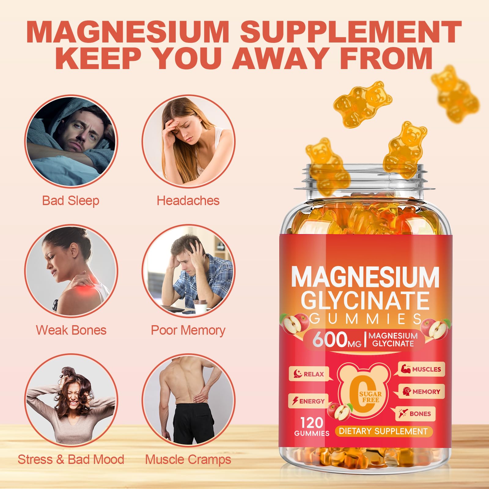Cytona Magnesium Glycinate Gummies 120 count side view