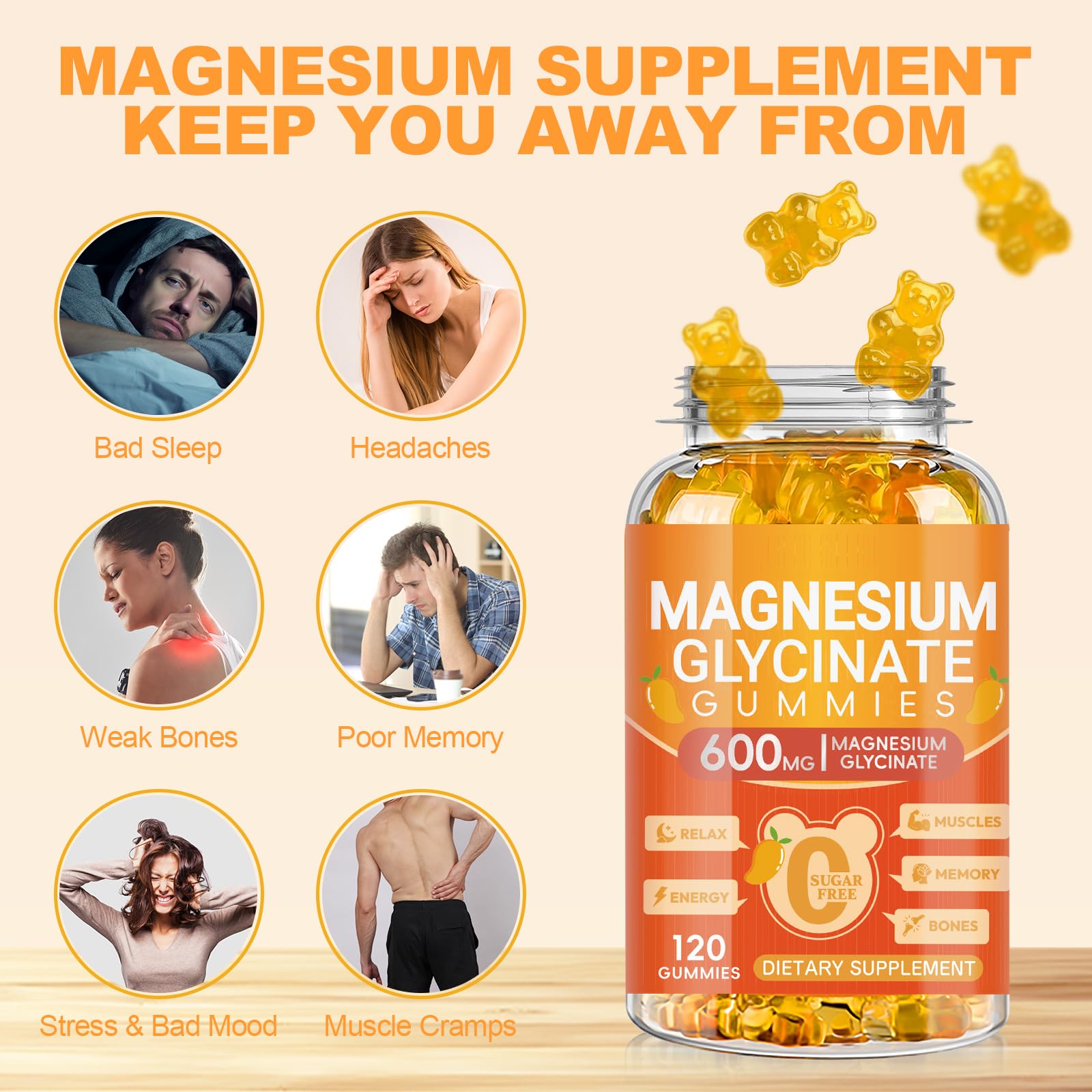 Cytona Magnesium Glycinate Gummies 600mg bottle with label