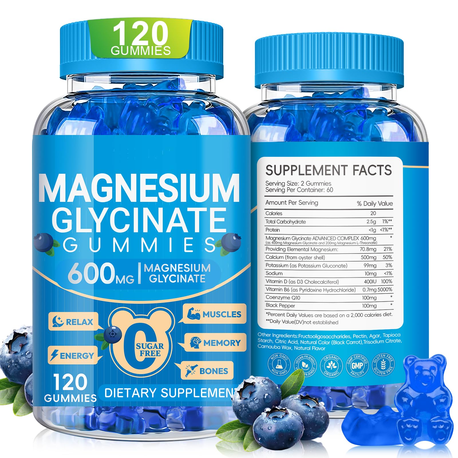 Cytona Magnesium Glycinate Gummies 600mg raspberry flavour front view