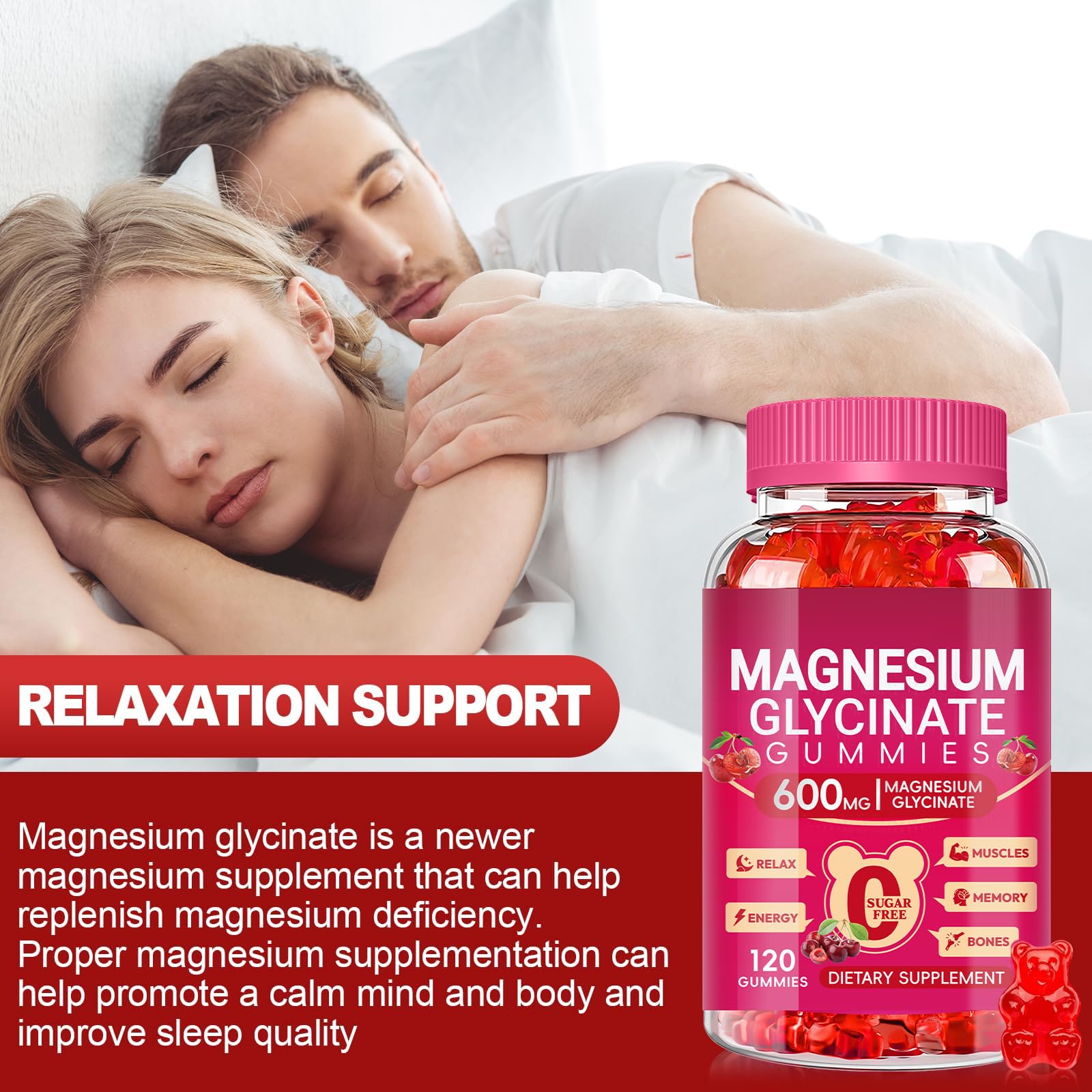 Cytona Magnesium Glycinate Gummies 600mg with cherry flavour