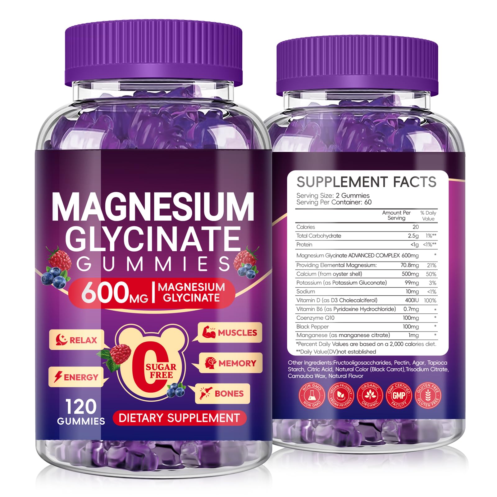 Cytona Magnesium Glycinate Gummies front view with mixed berry flavour