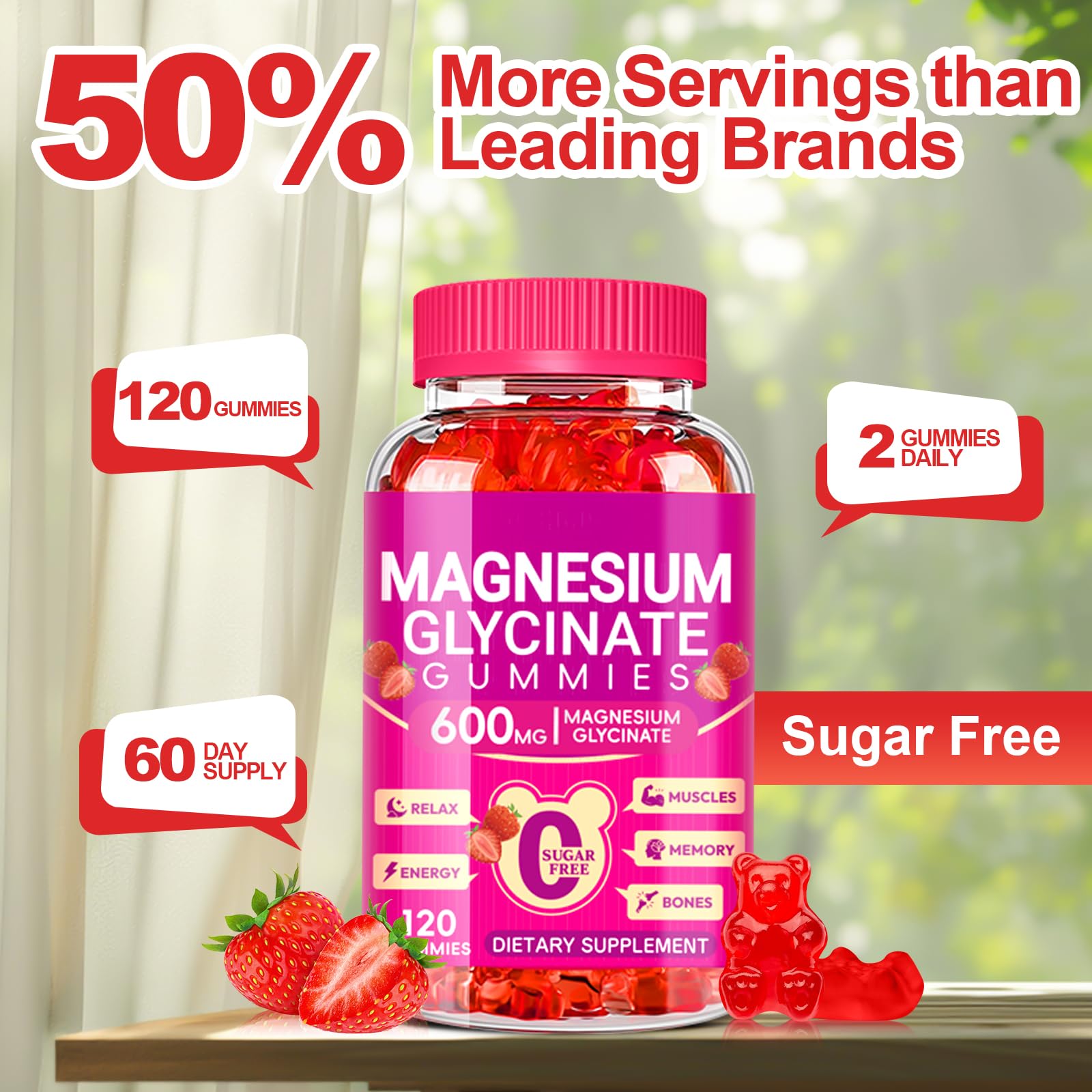 Cytona Magnesium Glycinate Gummies on a wooden table