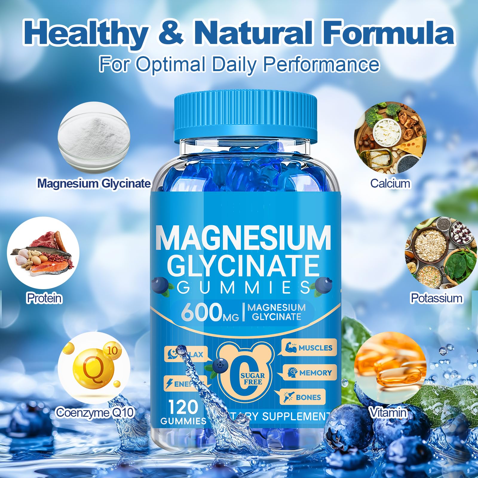 Cytona Magnesium Glycinate Gummies serving suggestion with two gummies