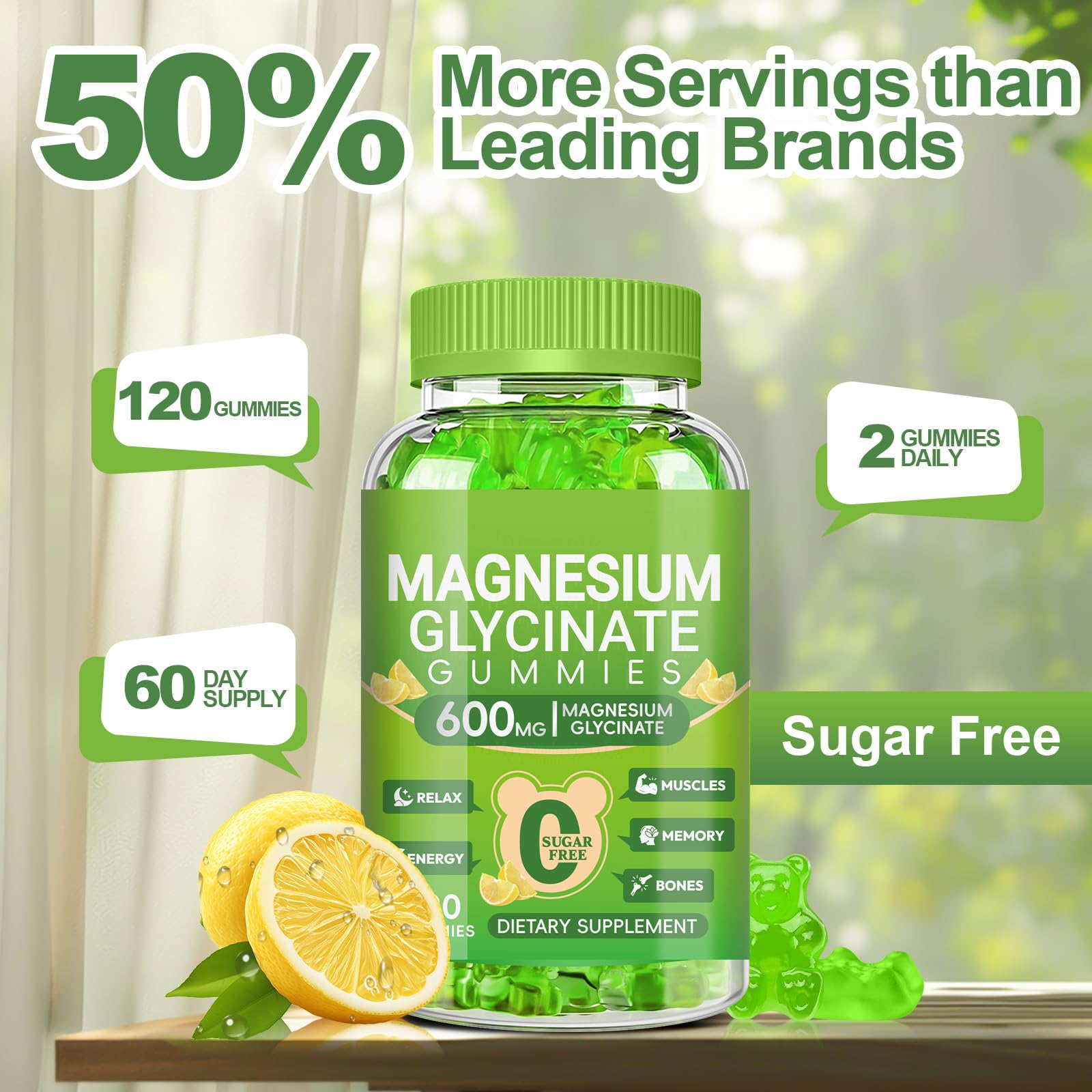 Cytona Magnesium Glycinate Gummies with lemon flavour