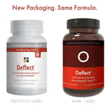 D'Adamo Deflect O supplement capsules on a wooden table