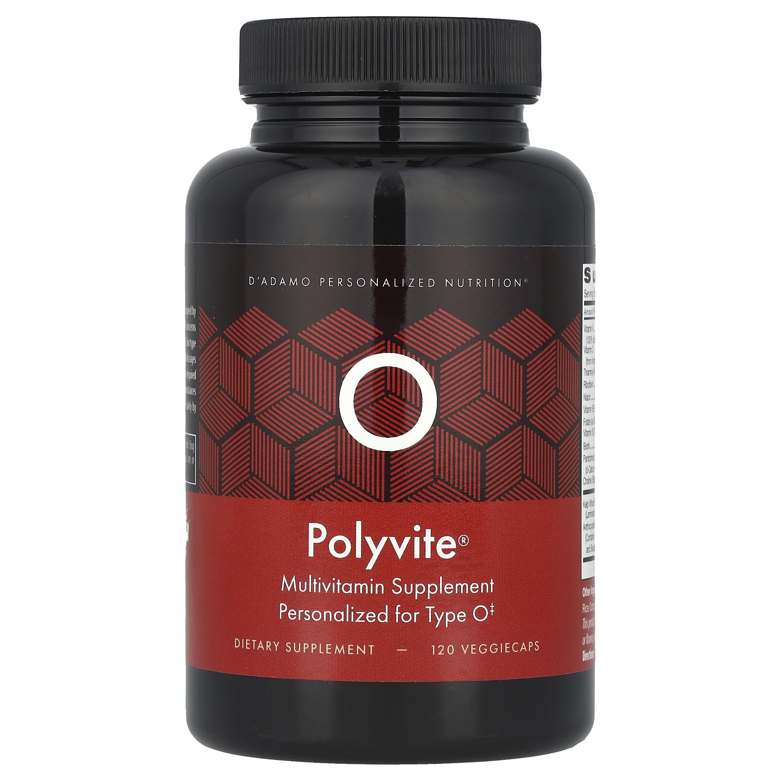 D'Adamo Polyvite Pro Multi-Vitamin (Type O) 120c capsule bottle front view