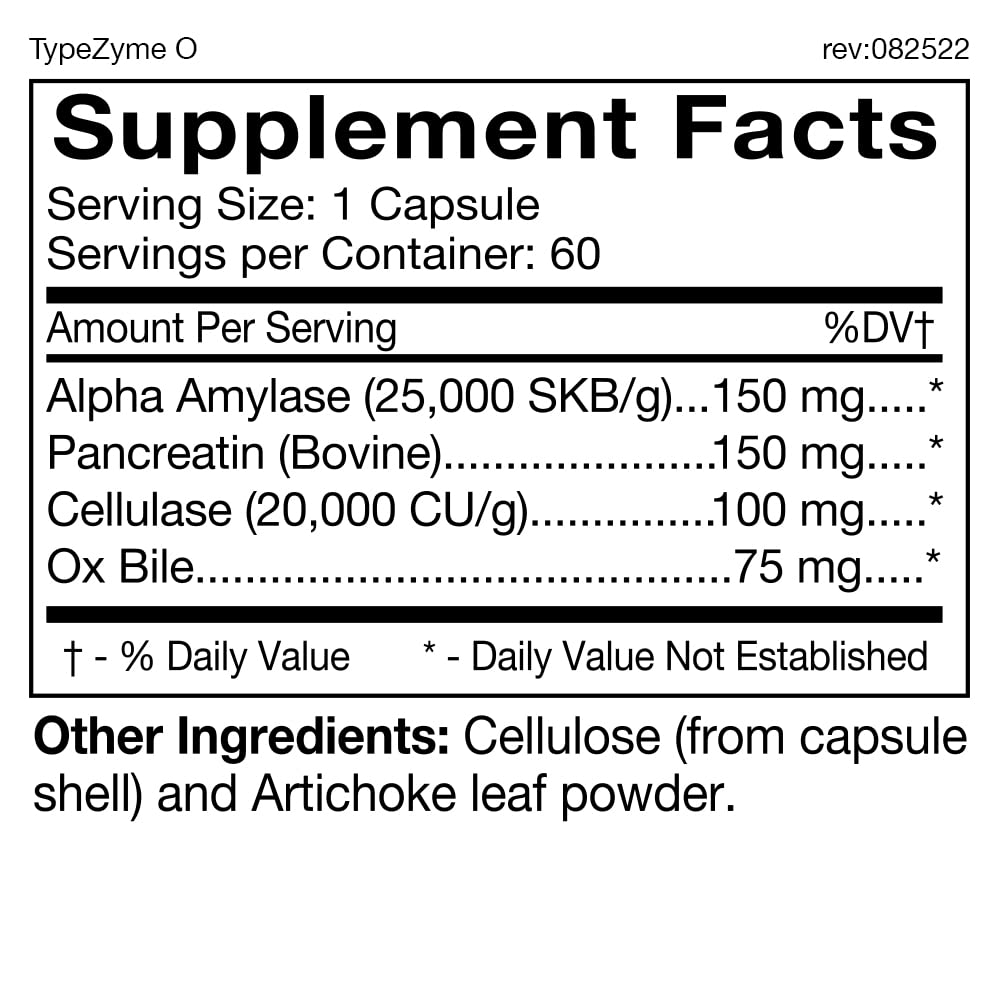 D'Adamo TypeZyme supplement capsule bottle with label