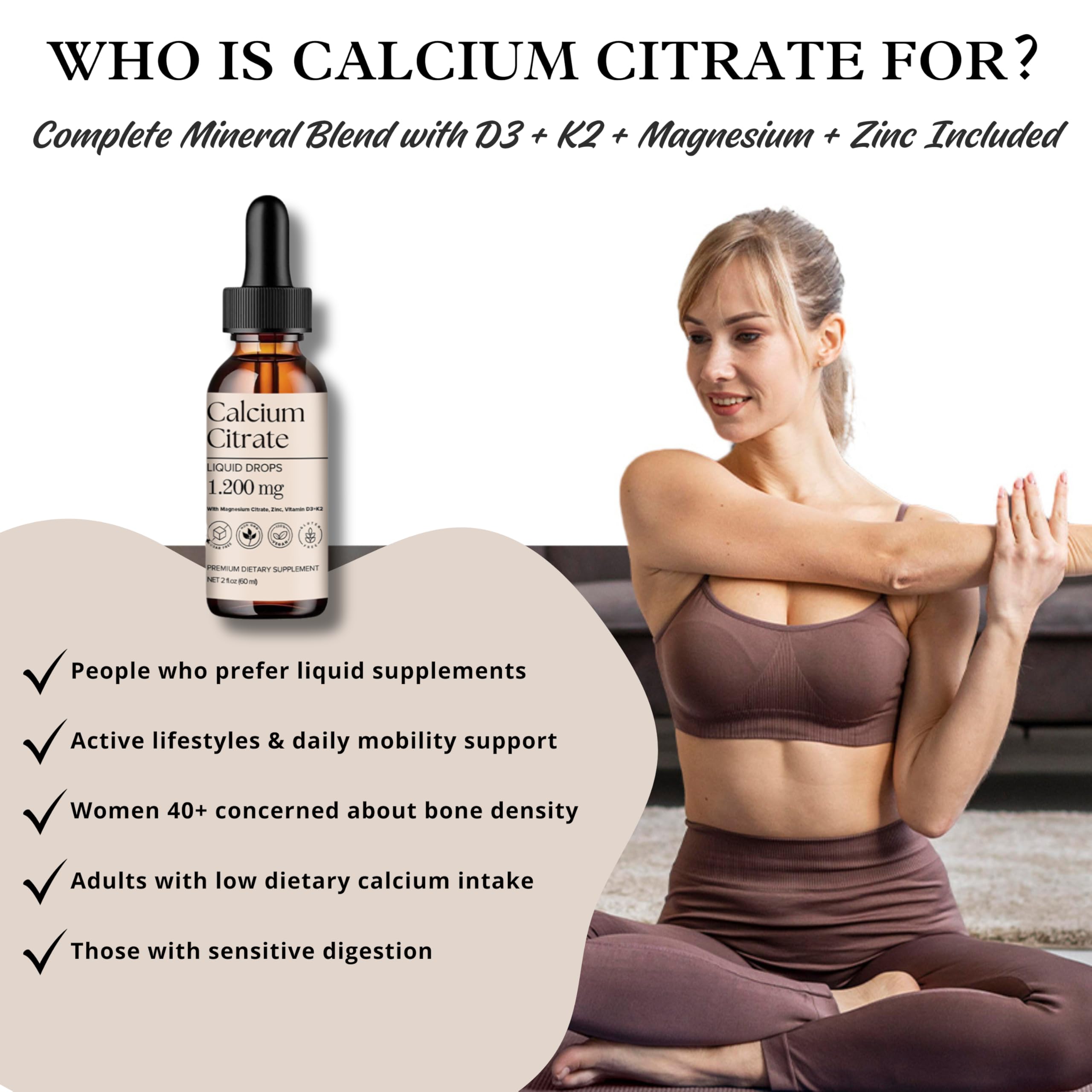 D L S Calcium Citrate Liquid Drops 1200mg packaging back view