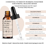 D L S Calcium Citrate Liquid Drops 1200mg with dosage dropper