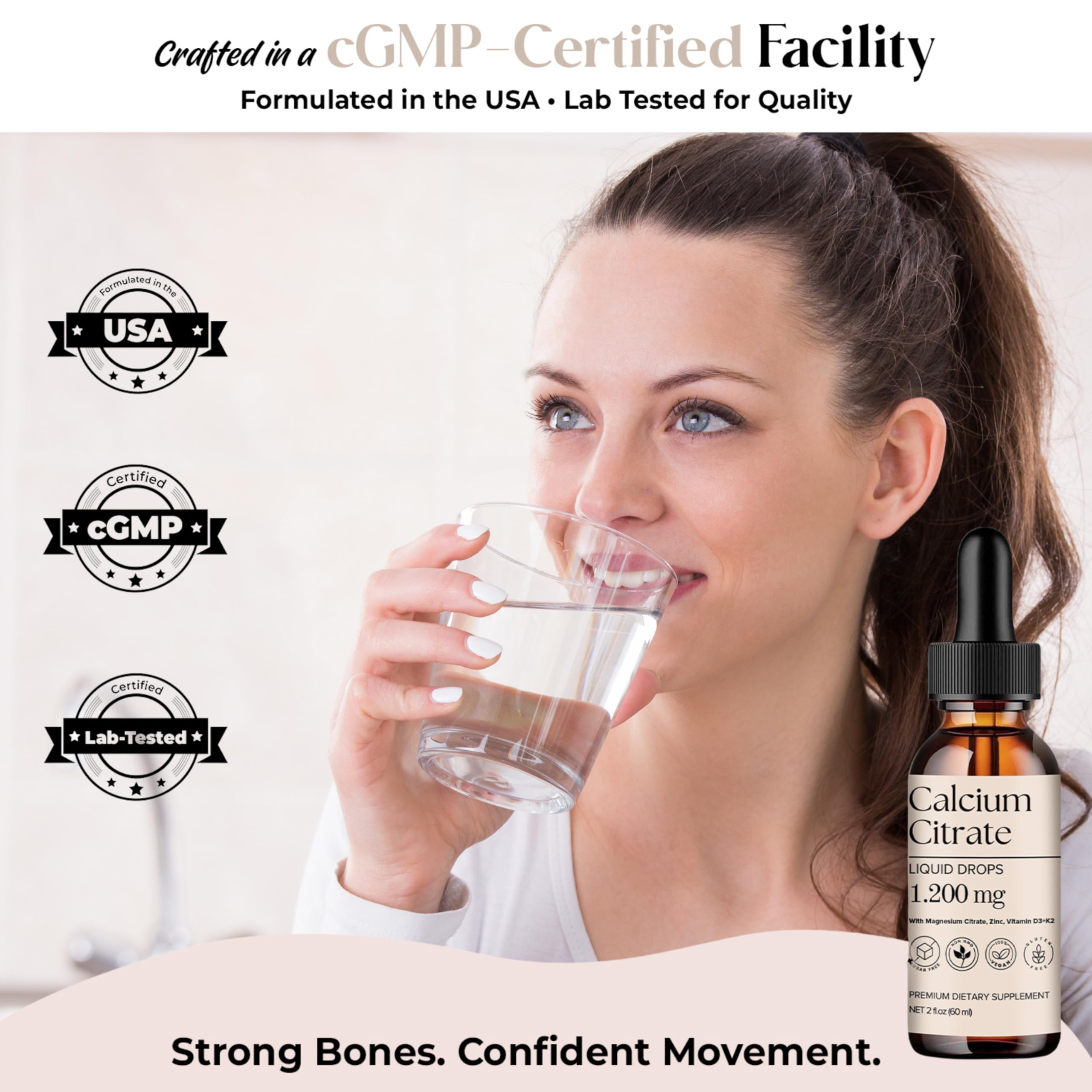 D L S Calcium Citrate Liquid Drops 1200mg with measuring spoon