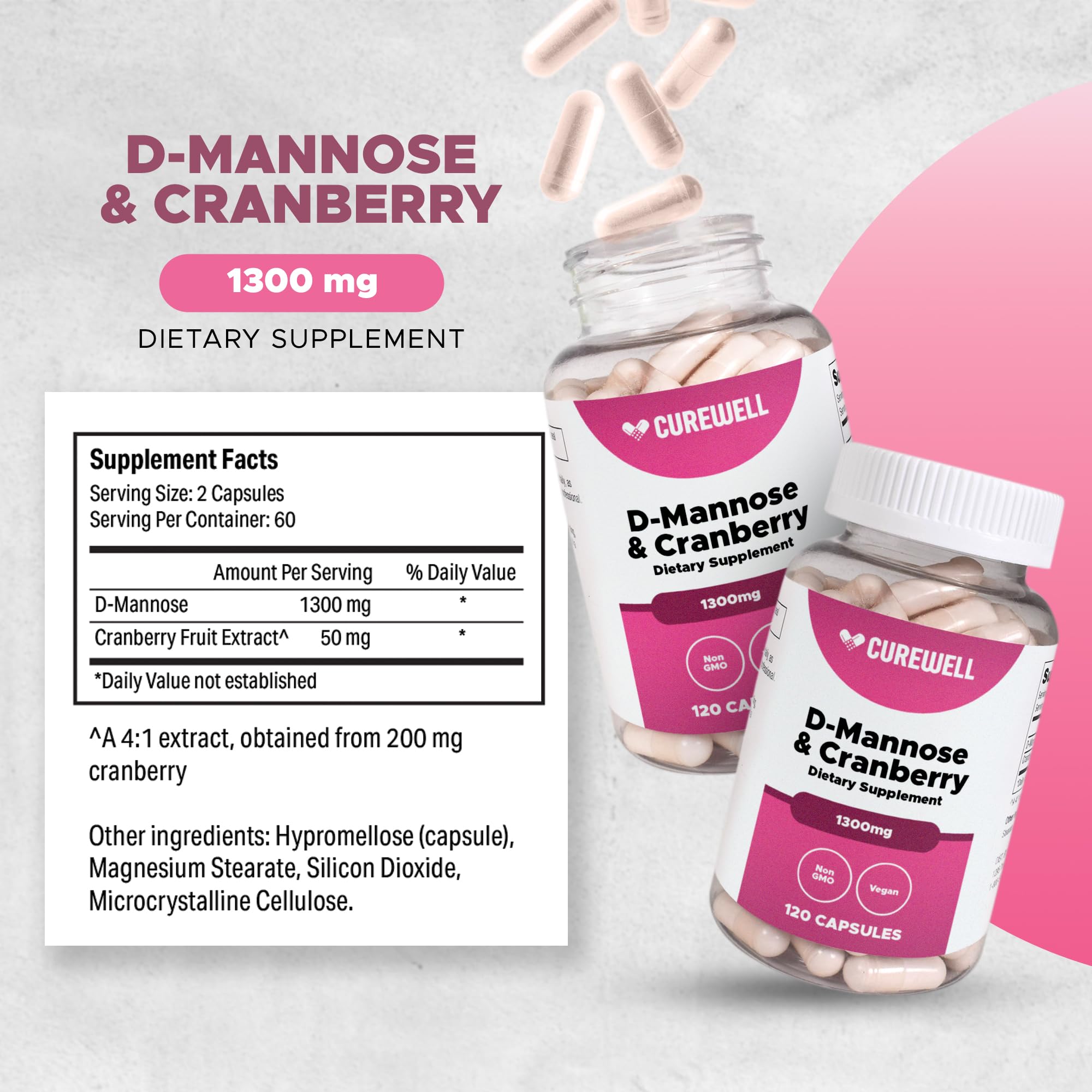 D-Mannose & Cranberry supplement side view
