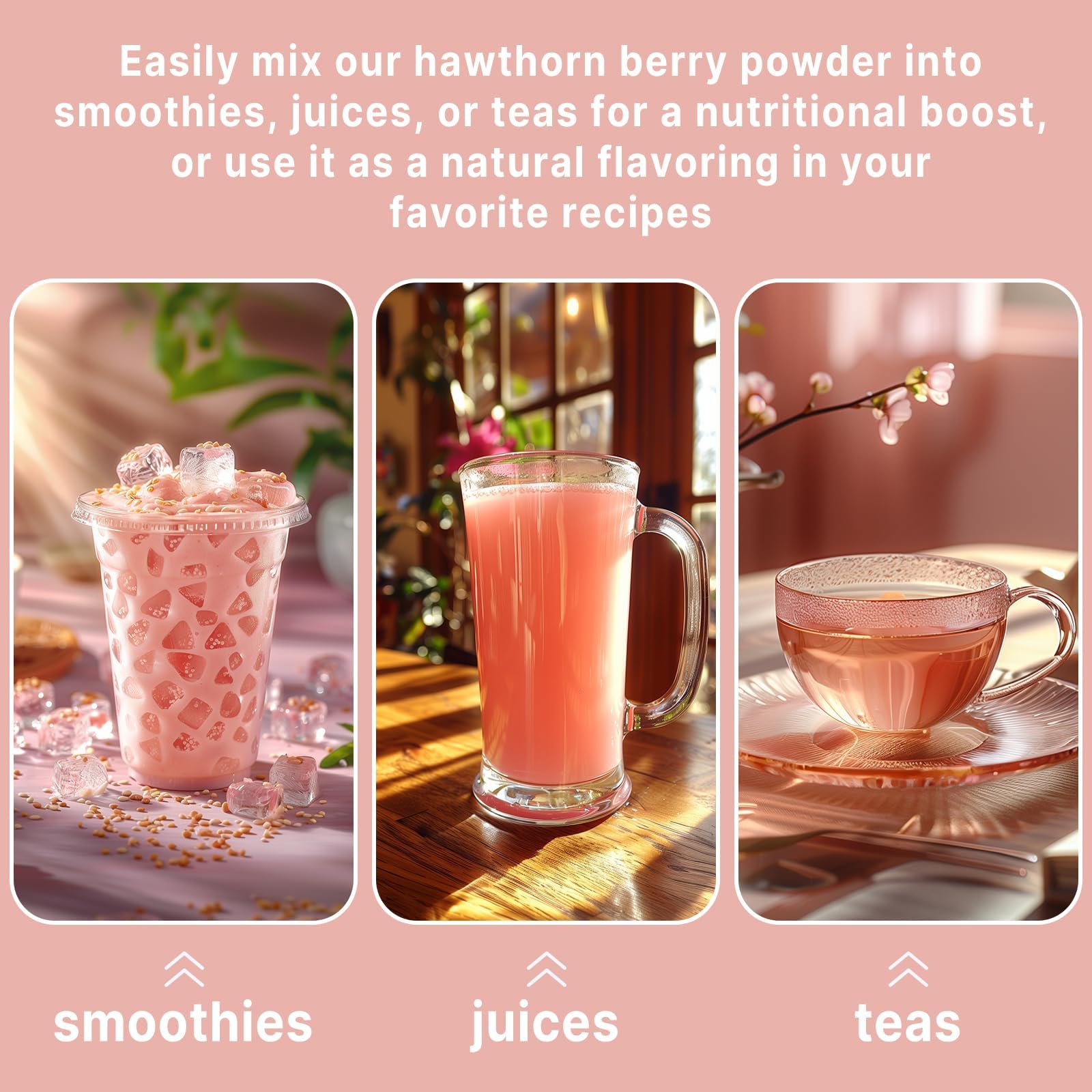 'D ORGANIC Hawthorn Berry Powder in a smoothie