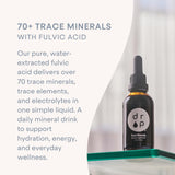 D R P Fulvic Acid Trace Mineral Complex liquid drops in a glass